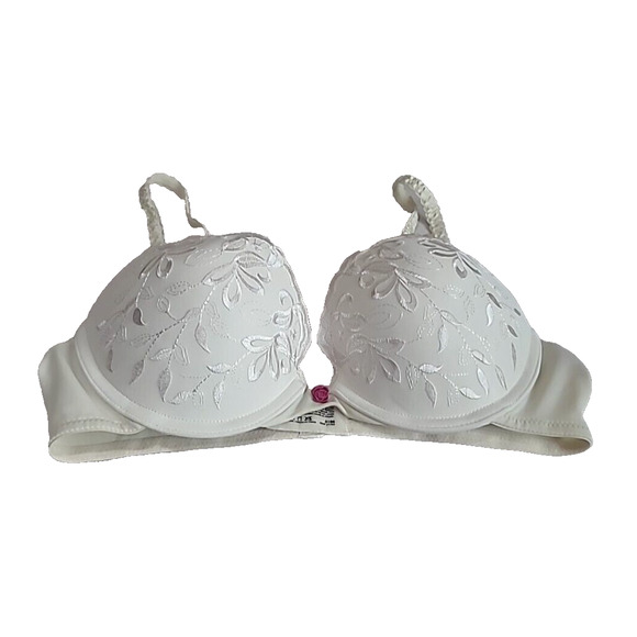 Sweet Nothings Ivory Embroidered Floral Padded Full Figure Underwire Bra SZ 34B - Picture 1 of 4